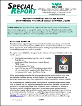 Appropriate Markings on Storage Tanks and Containers for Asphalt Cement and Other Liquids LP